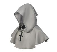 BLESSUME Collier médiéval en forme de chapeau de bénitier avec croix Wicca, accessoire de cosplay, gris, taille unique