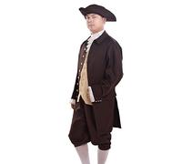 BLESSUME Costume Renaissance Médiévale Homme Pirate Colonial Patriotique Costume Adulte (Costume marron, M)