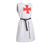 BLESSUME Costume Tunique Chevalier Médiéval Croisé Templier Carnaval LARP Cospaly (Blanc 1)