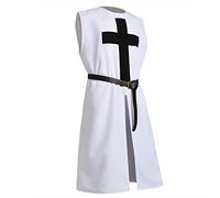 BLESSUME Costume Tunique Chevalier Médiéval Croisé Templier Carnaval LARP Cospaly (Blanc 2)