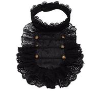 BLESSUME Cravate coloniale en dentelle style jabot victorien steampunk à volants Noir
