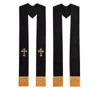 BLESSUME Église Clergé Pasteur Croix Brodée Étole, Noir 1, taille unique