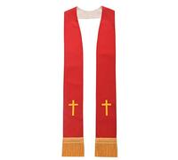BLESSUME Église Clergé Pastor Étole réversible, rouge/blanc, taille unique