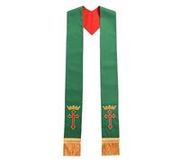 BLESSUME Église Étole Prêtre Pâte Réversible Broderie Étole Château Étole Vêtements Saint, Rouge et vert #1, taille unique