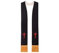 BLESSUME Église Le clergé Pasteur Traverser Brodé Echarpe (Blanc et noir)