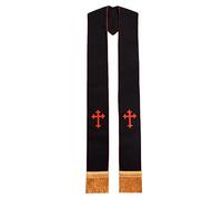 BLESSUME Eglise l'étole Prêtre Masse Réversible Brodée l'étole (Noir/Rouge)