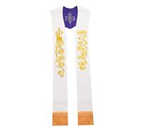 BLESSUME Eglise l'étole Prêtre Masse Réversible Brodée l'étole (Violet & Blanc #3)