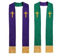 BLESSUME Étole réversible du pasteur du clergé de l'église, Vert et violet 3, taille unique