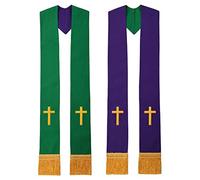 BLESSUME Étole réversible du pasteur du clergé de l'église, Vert et violet 5, taille unique