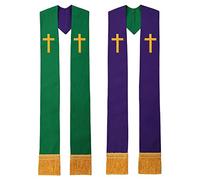 BLESSUME Étole réversible pasteur du clergé de l'église, Vert et violet 6, taille unique