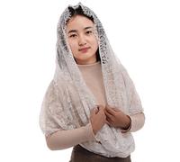 BLESSUME Femme Mantille Catholique Voile Dentelle Chapelle Châle Eglise Messe Latine Mariage ecclésiastique Couvre-chef (blanc)