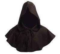 BLESSUME Frère Médiéval Encapuchonné Peignoir Moine Renaissance Prêtre Peignoir Halloween Cosplay Costume (Taille unique, Marron Capot Chapeau+Collier)