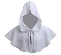 BLESSUME Frère Médiéval Encapuchonné Peignoir Moine Renaissance Prêtre Peignoir Halloween Cosplay Costume (Taille unique, Blanc Capot Chapeau+Collier)