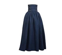 BLESSUME Gothique Lolita Steampunk Haute Taille En marchant Jupe,L,Bleu