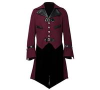 BLESSUME Gothique Victorien Tailcoat Steampunk VTG Manteau Veste Halloween Cosplay Costume (L, Vin Rouge)