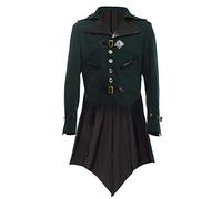 BLESSUME Gothique Victorien Tailcoat Steampunk VTG Manteau Veste Halloween Cosplay Costume (M, Vert foncé)
