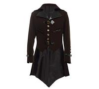BLESSUME Gothique Victorien Tailcoat Steampunk VTG Manteau Veste Halloween Cosplay Costume (XL, Marron)