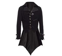 BLESSUME Gothique Victorien Tailcoat Steampunk VTG Manteau Veste Halloween Cosplay Costume (XL, Noir)