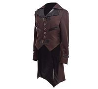 BLESSUME Homme Manteau Steampunk Veste médiévale Victorienne Costume d'halloween Gothique (XL)