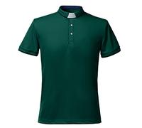 BLESSUME Hommes Chemise du clergé Polo à Collet Manches Courtes (M,Vert foncé)
