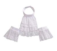 BLESSUME Jabot Dentelle avec Manchettes Médiéval Costume, Gros Blanc Jabot Menottes Ensemble