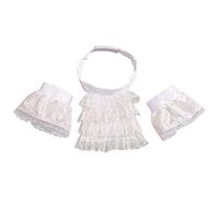 BLESSUME Jabot Dentelle avec Manchettes Médiéval Costume, Peu Blanc Jabot Menottes Ensemble