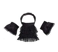 BLESSUME Jabot Dentelle avec Manchettes Victorien Médiéval Costume, Peu Noir Jabot Menottes Ensemble