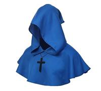 BLESSUME Médiéval Encapuchonné Capot Traverser Collier (Bleu)