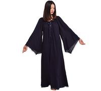 BLESSUME Médiéval Femmes Lacer Fête Robe Éclater Manche Cosplay Fantaisie Encapuchonné Longue Robe (Bleu, S)