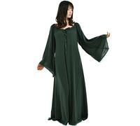 BLESSUME Médiéval Femmes Lacer Fête Robe Éclater Manche Cosplay Fantaisie Encapuchonné Longue Robe (Vert, S)