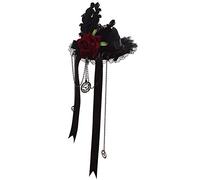 BLESSUME Mini Haut Chapeau Fête Chapeau Dansant Cocktail Plume Voile Cheveux Agrafe (Noir 2) (F)