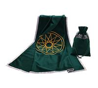 BLESSUME Nappe de Tarot avec Sac Divination Tapis Nappe d'autel Wicca carrée en Velours, Taille Unique (Vert 3)