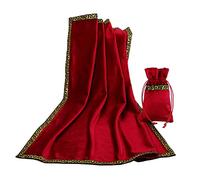 BLESSUME Nappe de Tarot avec Sac Nappe d'autel Wicca carrée en Velours, Taille Unique (Rouge 1)