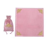 BLESSUME Nappe de tarot d'autel pour la lecture Wicca carrée en velours avec pochette de tarot (rose 4)