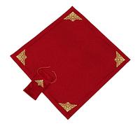 BLESSUME Nappe de tarot d'autel pour la lecture Wicca carrée en velours avec pochette de tarot (rouge 4)
