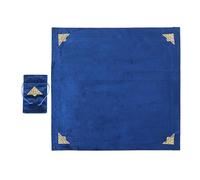 BLESSUME Nappe de tarot d'autel pour lecture Wicca carrée en velours avec pochette de tarot (bleu 4)