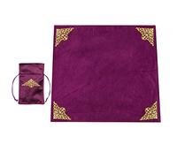 BLESSUME Nappe de Tarot d'autel pour Lecture Wicca carrée en Velours avec Pochette de Tarot (Violet, 4)