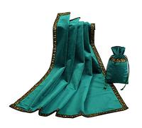 BLESSUME Nappe de Tarot en Velours avec Pochette de Tarot, carrée, Taille Unique (Vert 1)