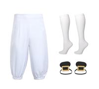 BLESSUME Pantalon médiéval pour homme Colonial Knicker Pants Chaussettes Couvre-chaussures, blanc, X-Large