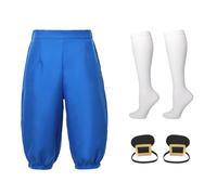 BLESSUME Pantalon médiéval pour homme Colonial Knicker Pants Chaussettes Couvre-chaussures, bleu, X-Large