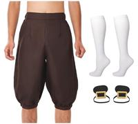BLESSUME Pantalon médiéval pour homme Colonial Knicker Pants Chaussettes Couvre-chaussures, marron, Large