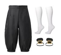 BLESSUME Pantalon médiéval pour homme Colonial Knicker Pants Chaussettes Couvre-chaussures, noir, XX-Large