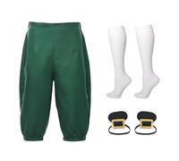 BLESSUME Pantalon médiéval pour homme Colonial Knicker Pants Chaussettes Couvre-chaussures, vert, X-Large