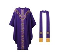 BLESSUME Prêtre Chasuble Eglise Catholique Célébrant Père Messe Vêtements Robe (Violet)