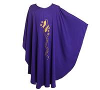 BLESSUME Prêtre Chasuble Poisson Brodé À collier Vêtements (Violet#3)