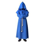 BLESSUME Prêtre Moine Costume de Capuche Médiévale Deguisement Robe Renaissance (Bleu,L)