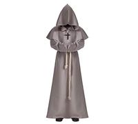 BLESSUME Prêtre Moine Costume de Capuche Médiévale Deguisement Robe Renaissance (Gris,M)