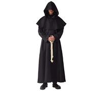BLESSUME Prêtre Moine Costume de Capuche Médiévale Deguisement Robe Renaissance (Noir,S)