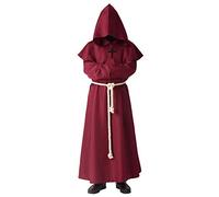 BLESSUME Prêtre Peignoir Frère Médiéval Capot Encapuchonné Renaissance Moine Costume (M, Bourgogne)