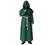 BLESSUME Prêtre Peignoir Frère Médiéval Capot Encapuchonné Renaissance Moine Costume (Vert, M)